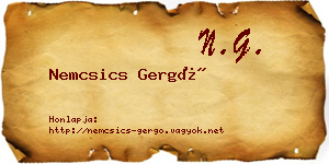 Nemcsics Gergő névjegykártya